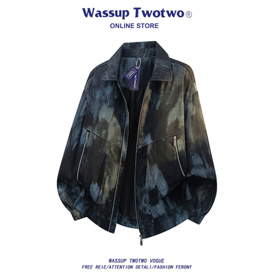 WASSUPTWOTWO扎染工装夹克男