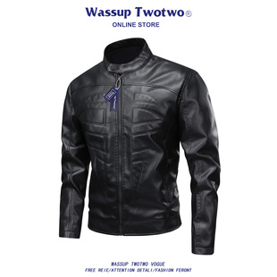 百搭高品质美式 TWO秋冬外套机车服皮夹克复古时尚 夹克 TWO WASSUP
