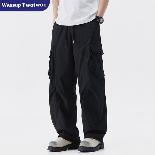 WASSUP春季男痞帅直筒工装裤