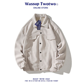 TWO TWO美式 复古工装 WASSUP 翻领夹克男款 春秋潮牌设计感休闲外套