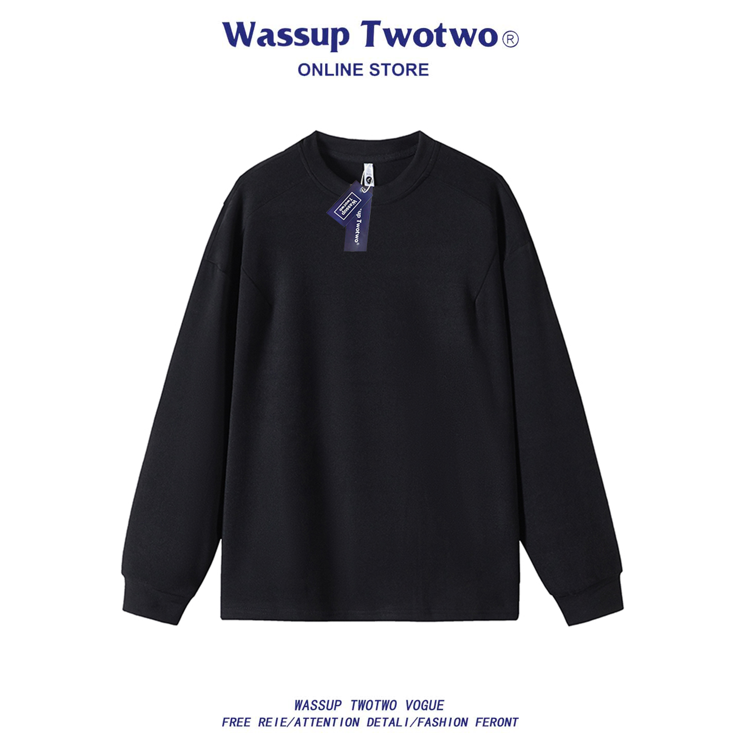 WASSUP TWO TWO美式复古加绒加厚德绒卫衣男款冬季痞帅保暖打底衫