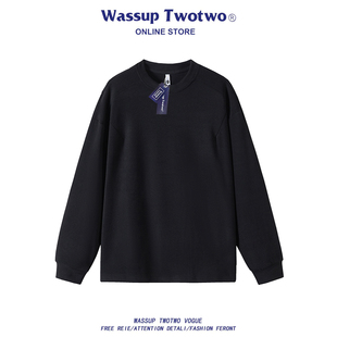 TWO 痞帅保暖打底衫 TWO美式 冬季 复古加绒加厚德绒卫衣男款 WASSUP