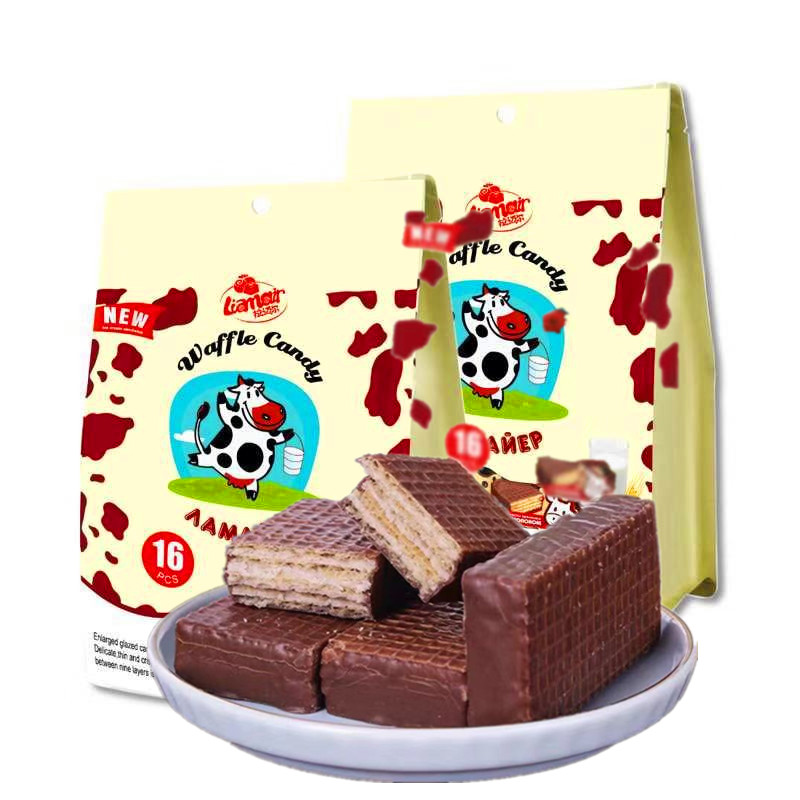 大奶牛威化饼干巧克力奶香进口食品俄罗斯原装拉迈尔牌零食品包邮