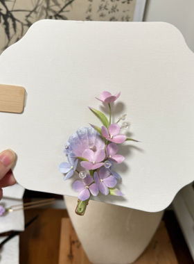 「仲夏」非遗手工绒花 蓝紫色渐变发簪 汉服配饰