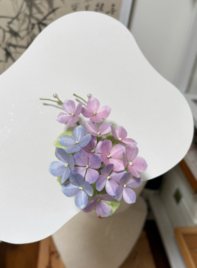 「无尽星河」非遗绒花绣球 蓝紫色渐变发簪 发夹款