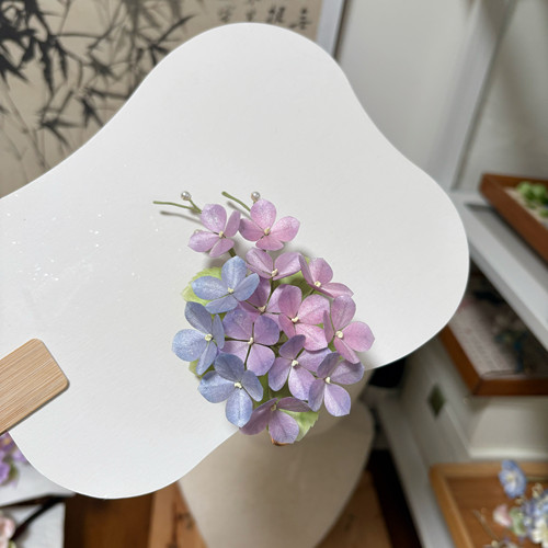 「无尽星河」非遗绒花绣球 蓝紫色渐变发簪 发夹款