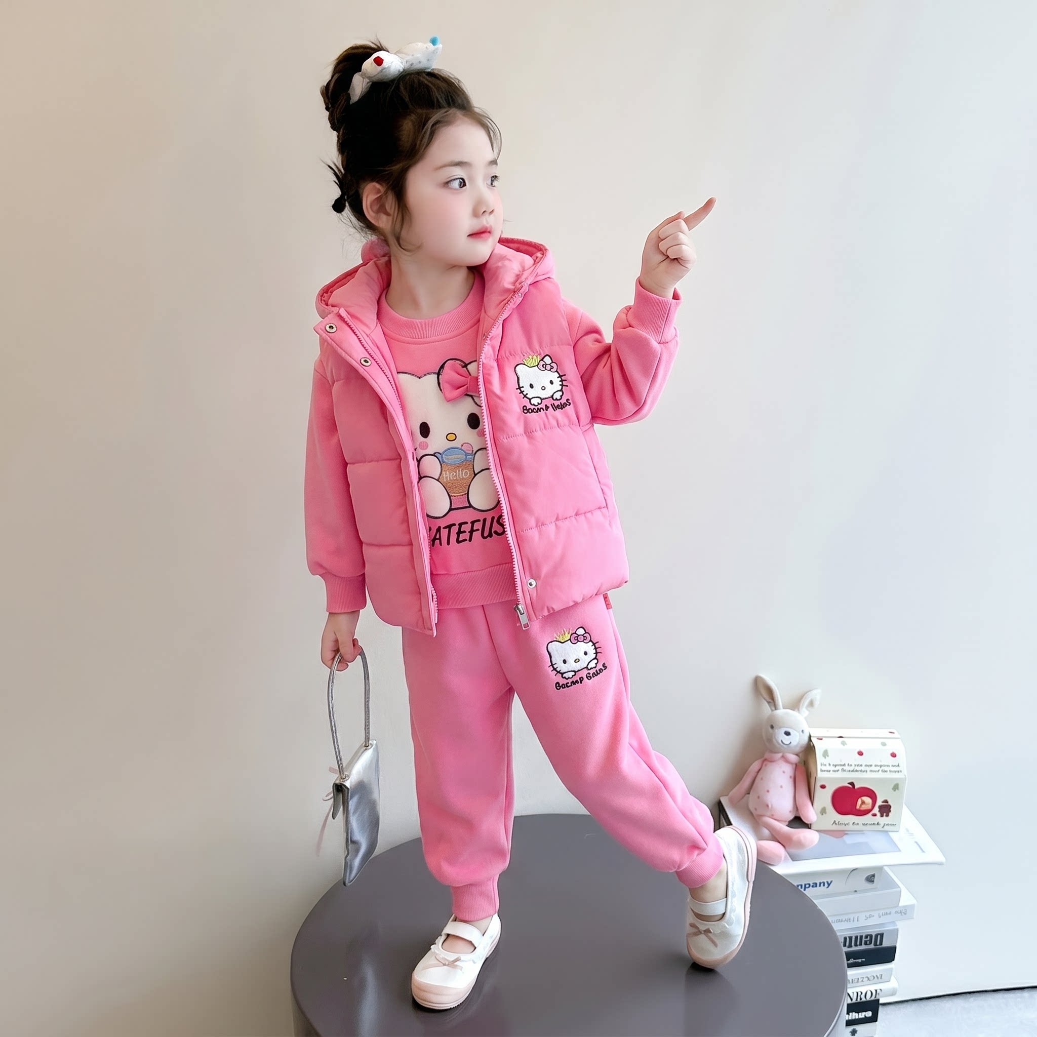 女童装2026新款冬装儿童马甲套装