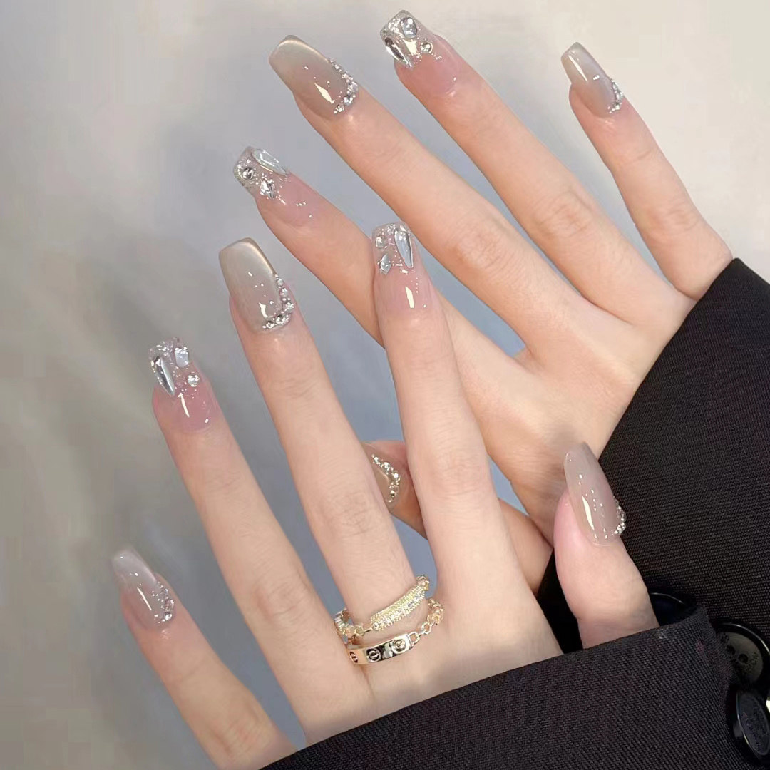 仙气温柔晶石猫眼穿戴甲百搭气质碎钻假指甲贴片手工定制纯欲ins,彩妆/香水/美妆工具,美甲工具,淘宝优惠券,粉丝福利购,淘宝优惠卷