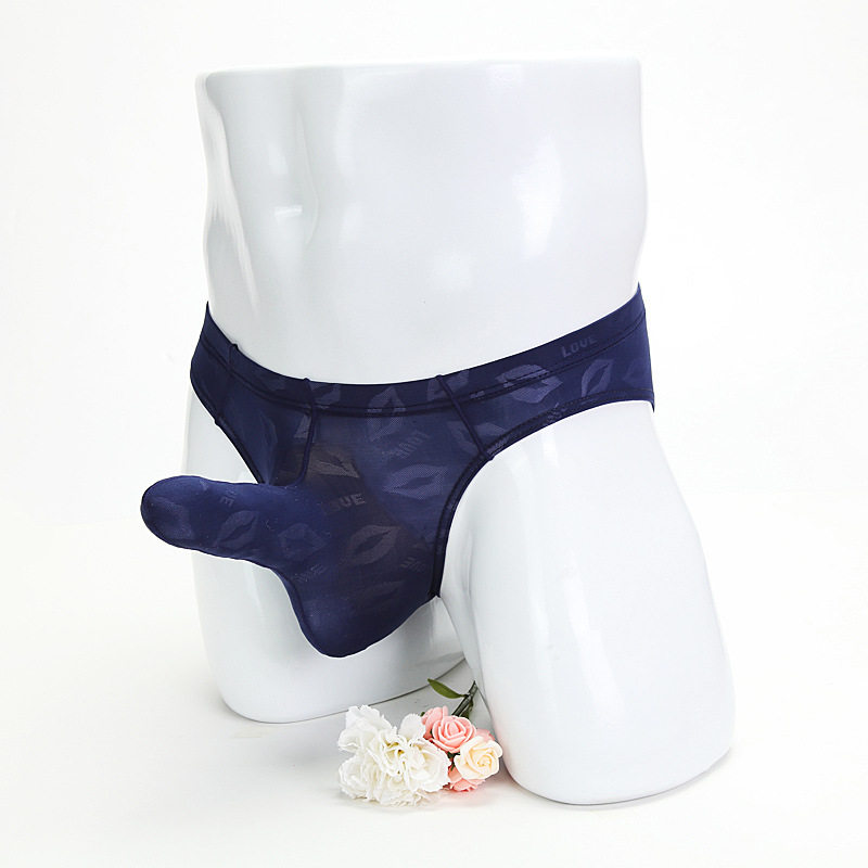 男士三角裤枪弹分离裤套鸡鸡情趣薄款锦纶提花性感大象鼻性感内裤