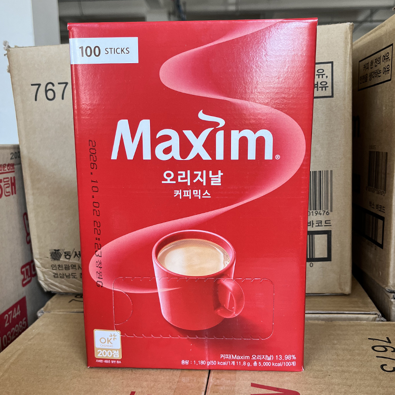 韩国进口正品麦馨咖啡Maxim原味速溶咖啡三合一红麦馨100条礼盒装