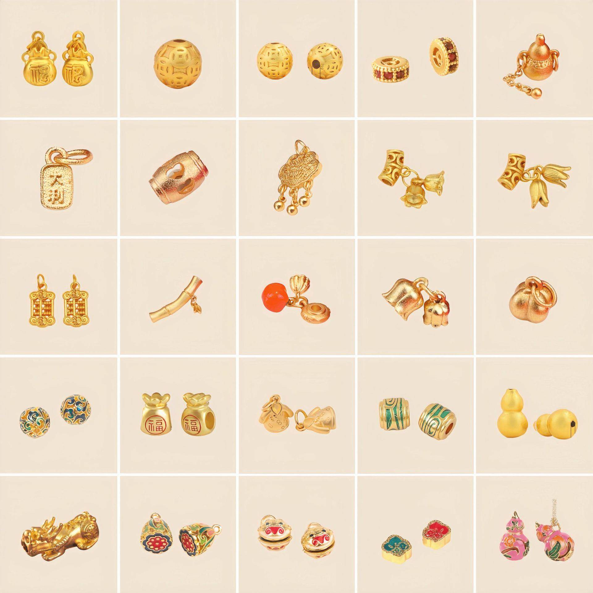 沙金配件18k不掉色金珠diy手串手链珠子串珠隔珠散珠配珠材料配饰