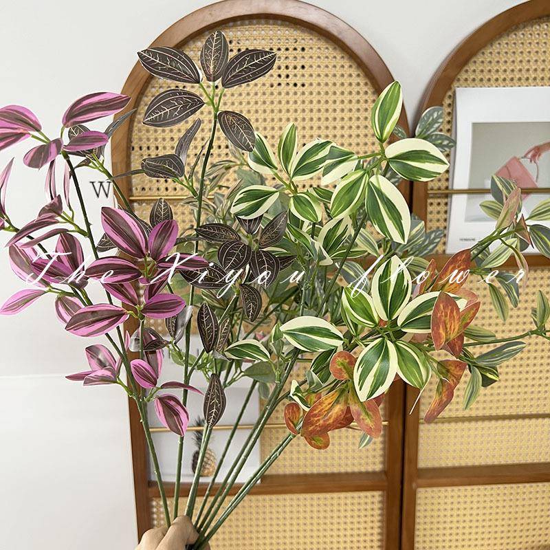 3叉油画吊兰梅植物假花藤蔓龟背叶墙面装饰吊兰绿植植物墙