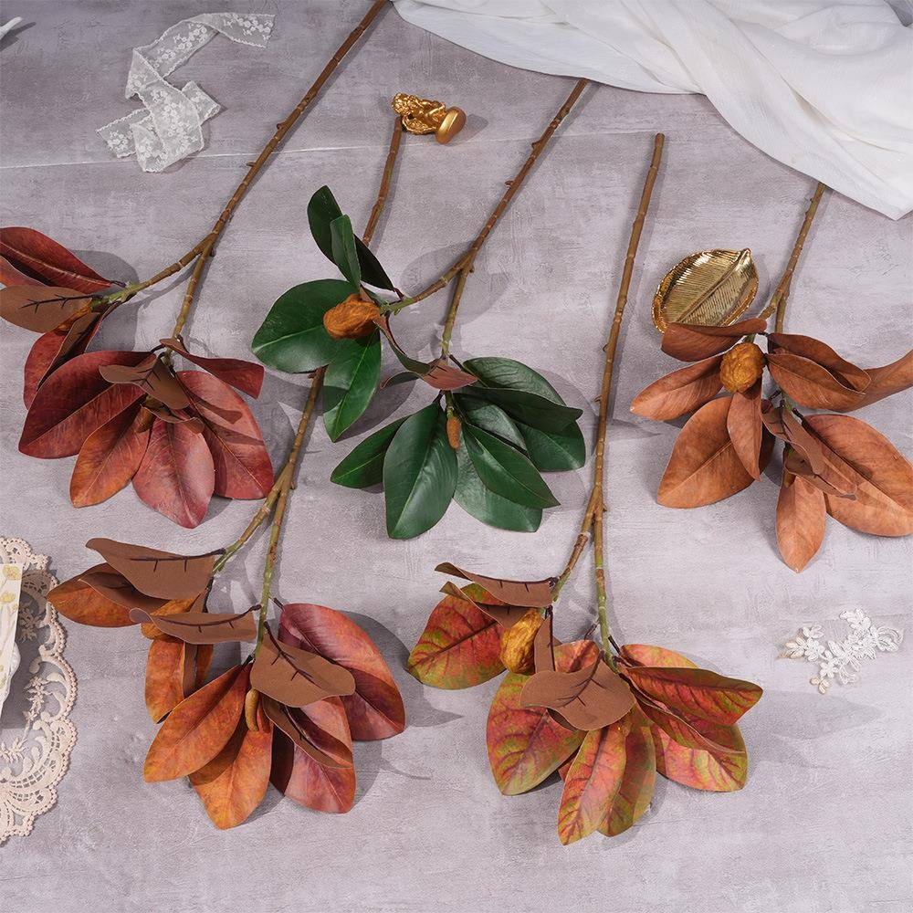 玉兰叶仿真假绿植物仿真叶子插花造景婚礼路引婚庆布置装饰