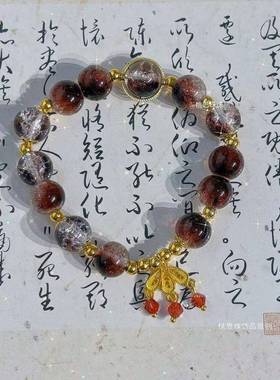 爆款红色爆珠流苏手链渐变色琉璃手串小众设计高级感闺蜜手饰