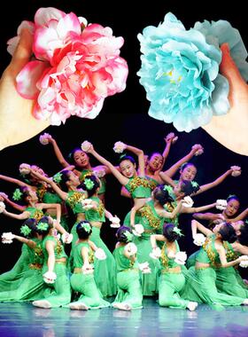 傣族舞蹈缅桂花开朵朵香白色手花头花女儿花带杆手拿红色牡丹道具
