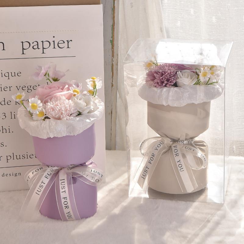 创意小香风皂花送女友小惊喜成品仿真花束圆形摆件高级母亲节礼物