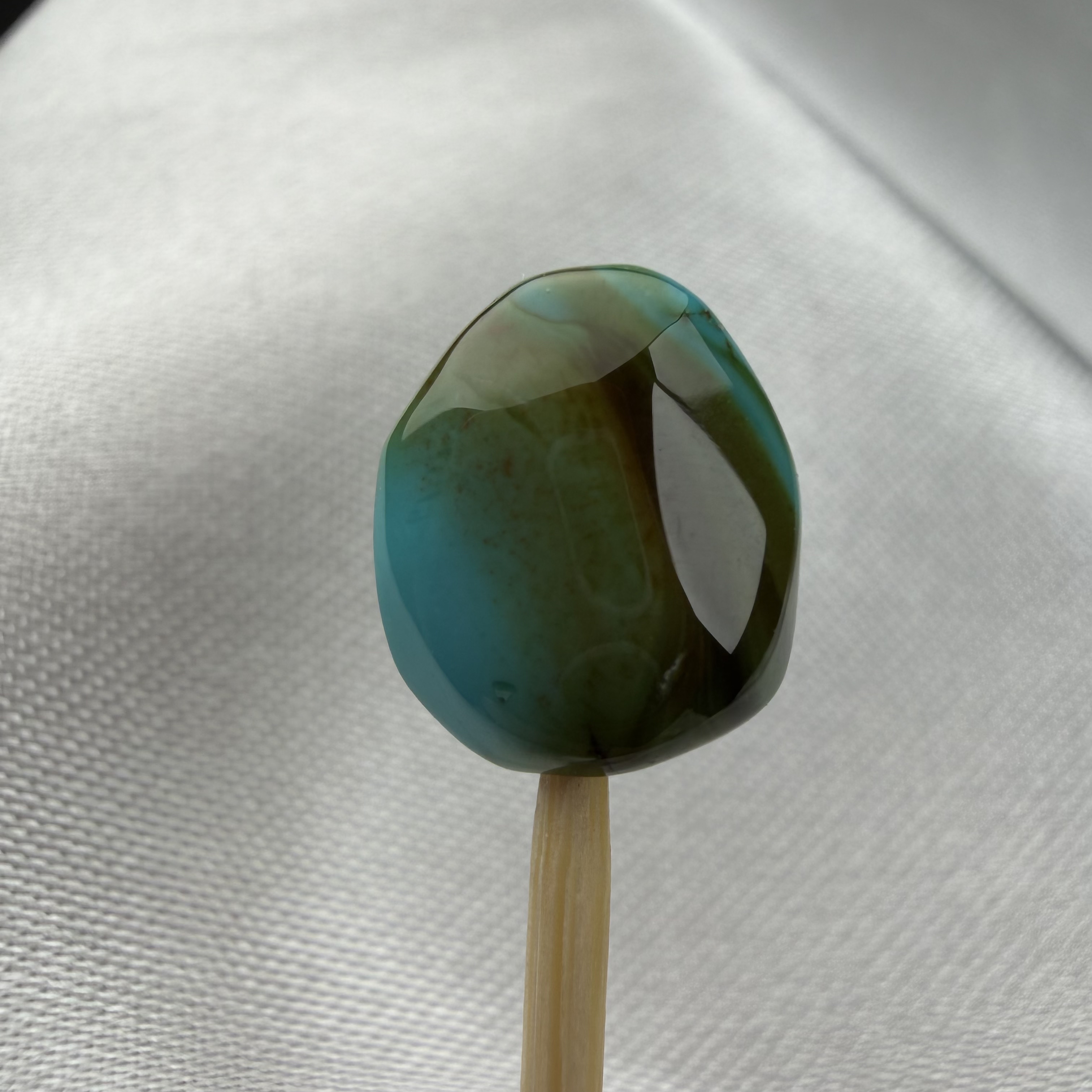 绿松石水波纹糖豆8.4mm厚5.2mm长9.6湖北原矿瓷釉级特色随形配饰