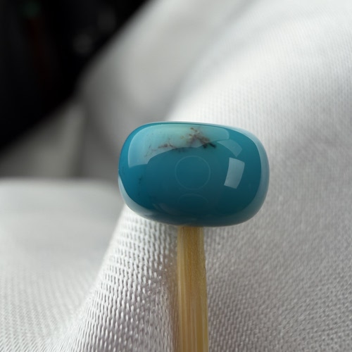 绿松石老型7.8mm高5原矿瓷釉级无水无油玉化料双色墩子水草纹配饰