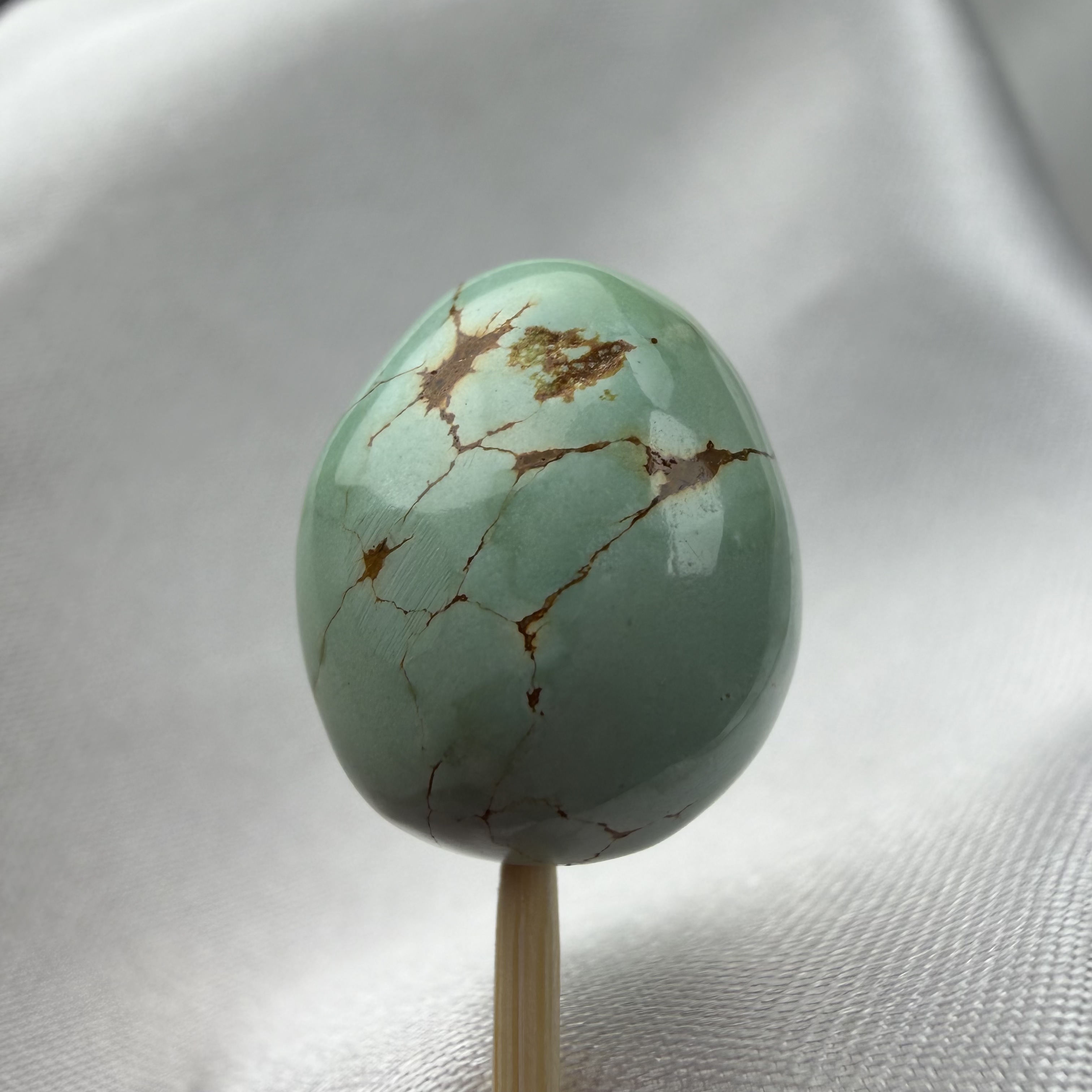 绿松石菜籽色糖豆12.2mm厚10.5mm长14mm湖北原矿特色随形配饰