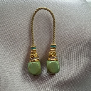 绿松石六方弟子珠对面6.8mm对楞8.7原矿苹果绿搭配925银镀金隔珠