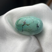 绿松石枣珠12.98mm长19.2湖北天然原矿瓷釉级水草纹随形DIY配饰