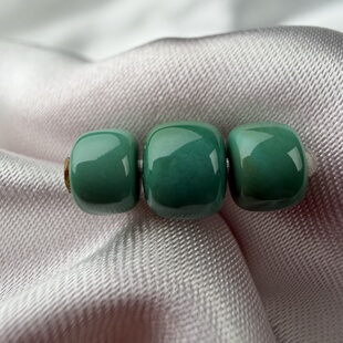 绿松石老型腰珠6mm顶珠6.7mm原矿瓷釉油漆绿墩子套装