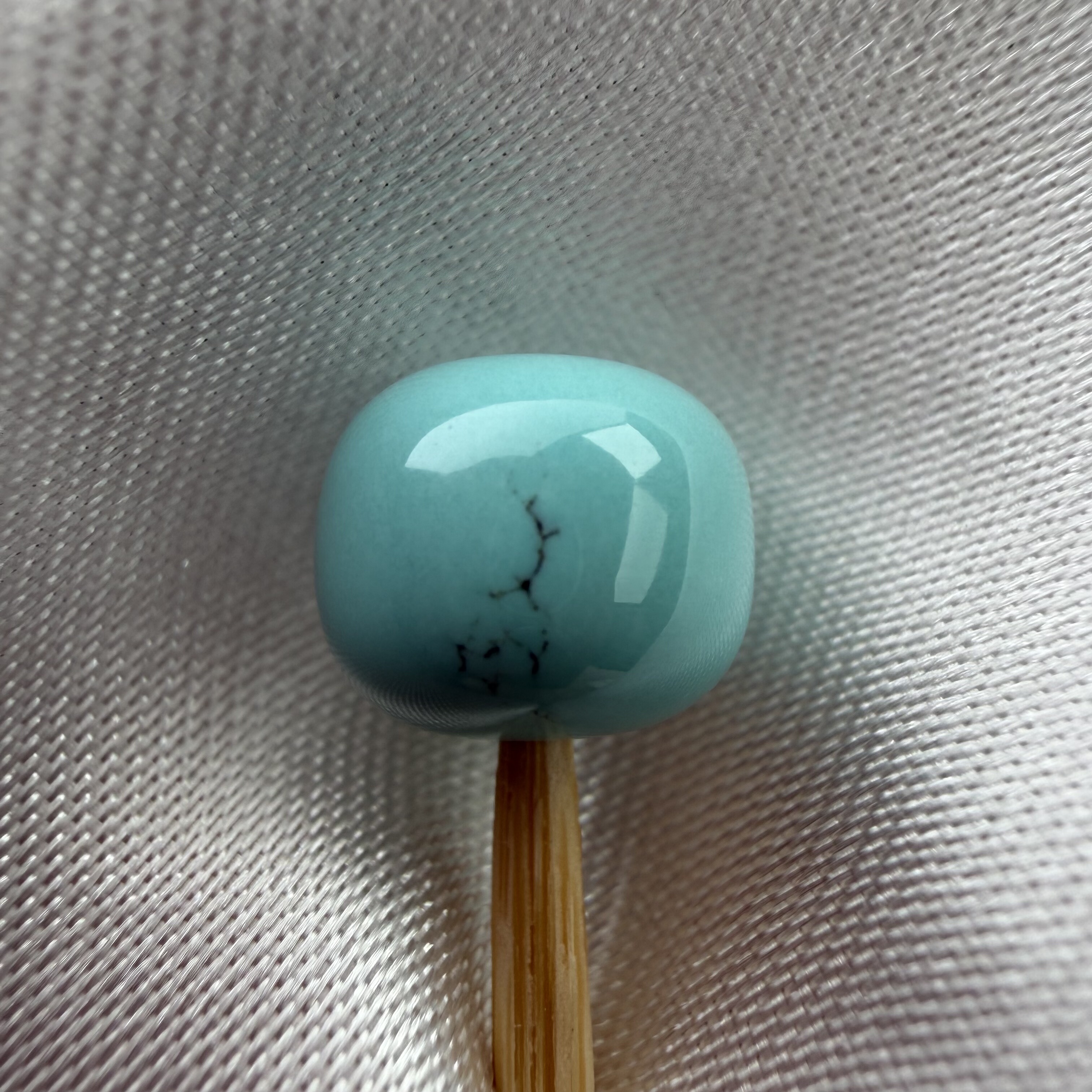 绿松石老型8.1mm高6.9mm湖北原矿蓝料瓷釉级墩子隔珠配饰