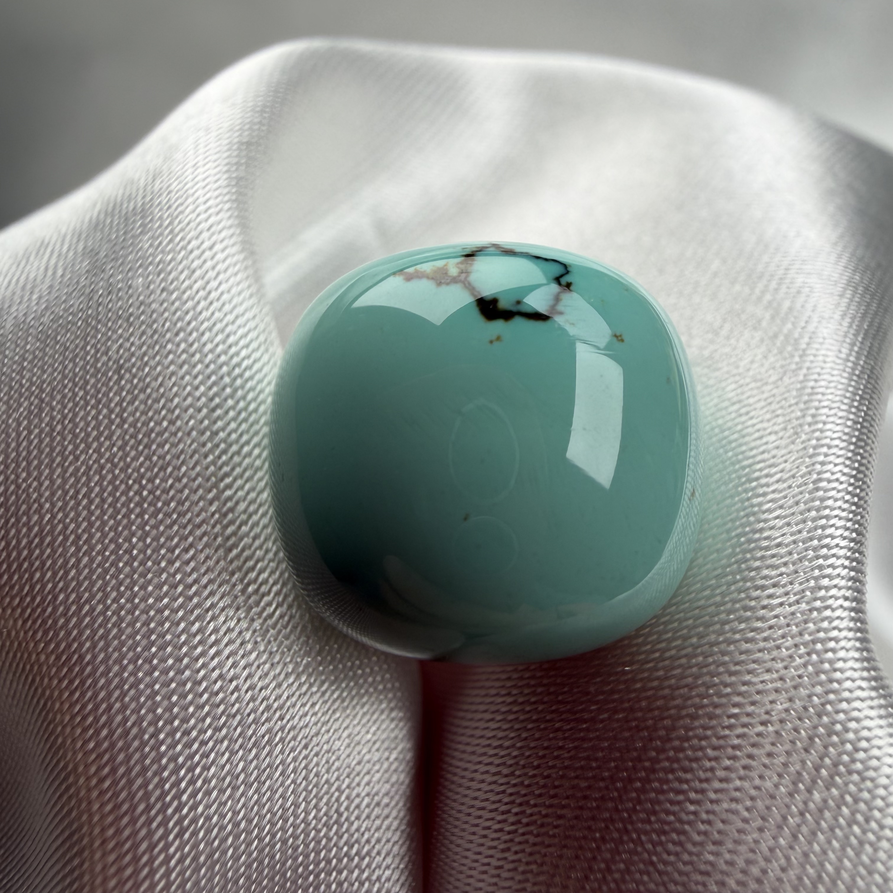 绿松石水草纹老型13.7mm高12.8mm湖北原矿瓷釉级墩子顶珠隔珠