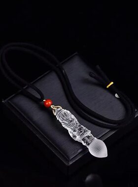 天然白水晶文昌笔吊坠金榜题名挂饰学生考研上岸礼物望子成龙饰品