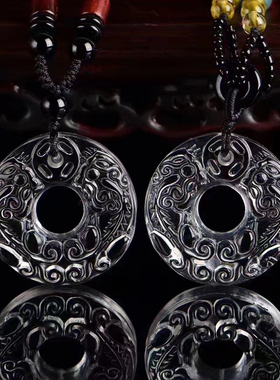 天然白水晶貔貅吊坠皮丘平安扣项链女本命年护身符男士挂件送证书