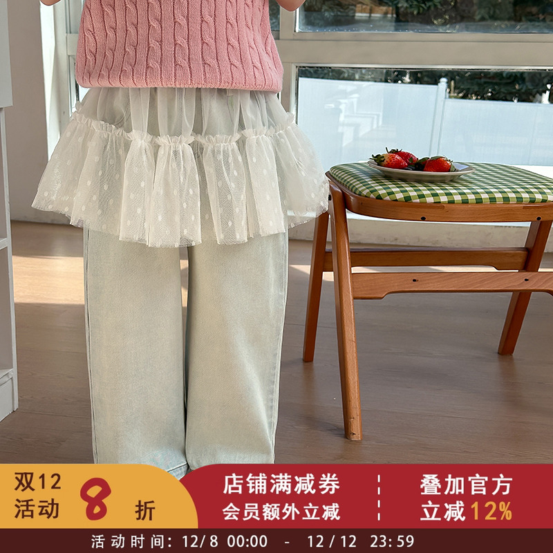 依依妈女童洋气P帘子儿童白色下摆打底裙宝宝网纱屁帘半身裙