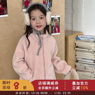 依依妈女童冬装 内搭外穿防风保暖棉服儿童奥粒绒加厚双面毛绒外套