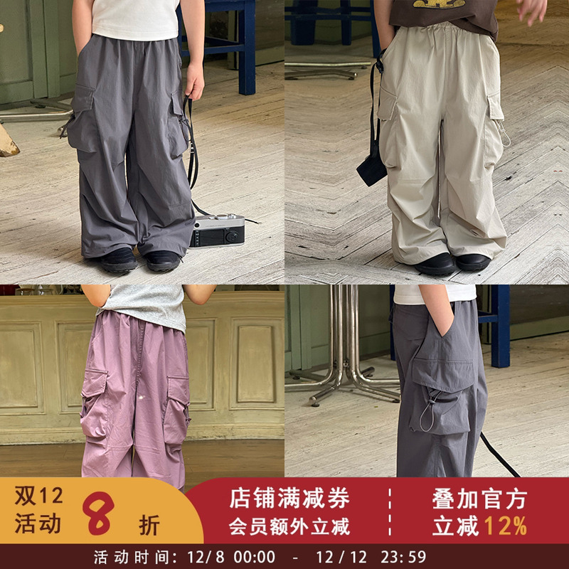 男童女童韩版休闲抗皱耐磨防水户外速干裤儿童口袋工装裤宝宝裤子