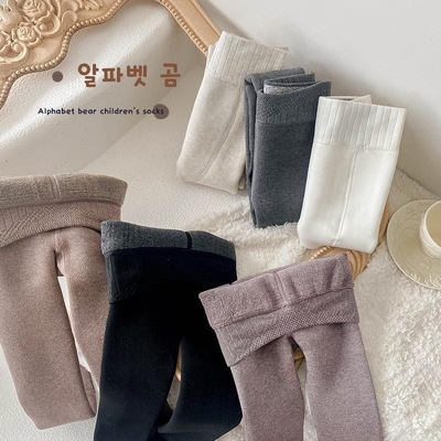 女童纯棉舒适加绒加厚保暖连裤袜儿童宝宝修身洋气冬季连脚打底裤