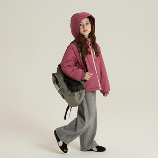 依依妈中大女童韩版棉服连帽外套2025冬装儿童夹棉保暖防风冲锋衣