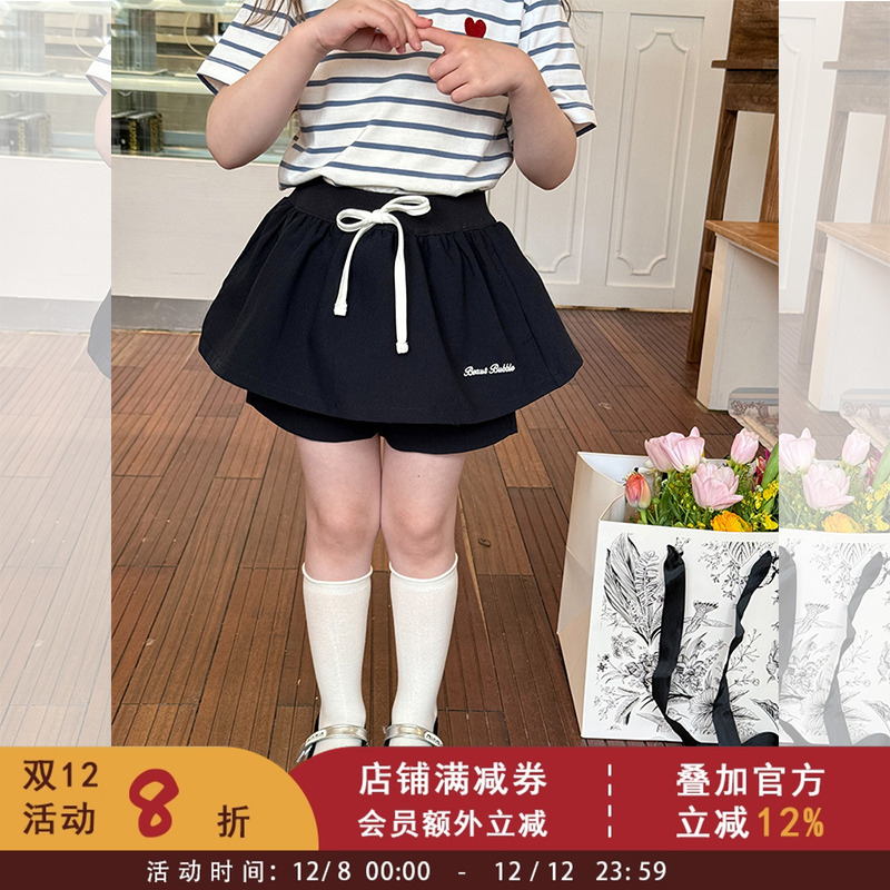 依依妈女童设计感防走光字母裙裤中大童夏季儿童辣妹女团风半身裙