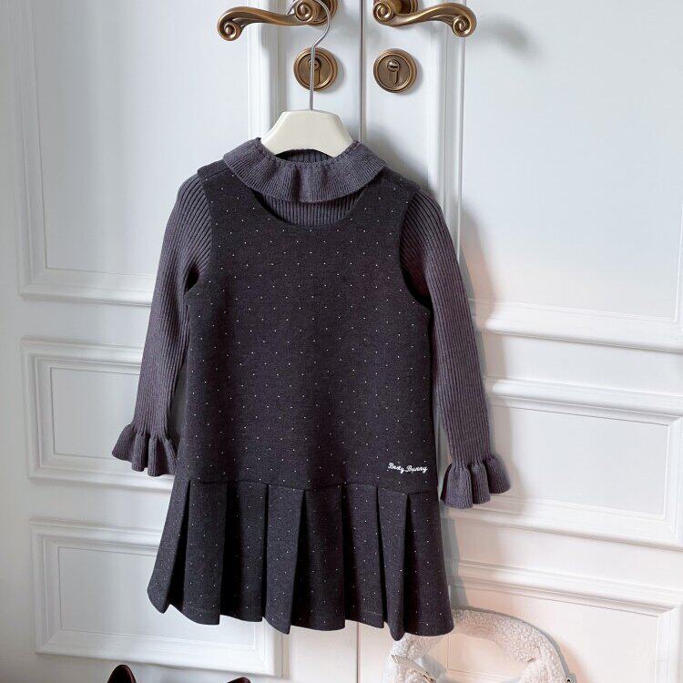 依依妈女童甜美花边毛衣冬季中大儿童加厚保暖针织小翻领打底衫潮