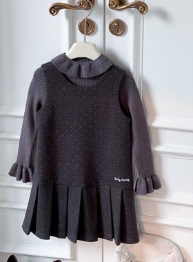 依依妈女童甜美花边毛衣冬季中大儿童加厚保暖针织小翻领打底衫潮