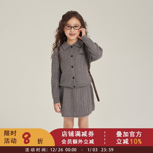 新款 儿童春秋装 麻花毛衣针织半身裙2件套 学院风针织套装 女童韩版