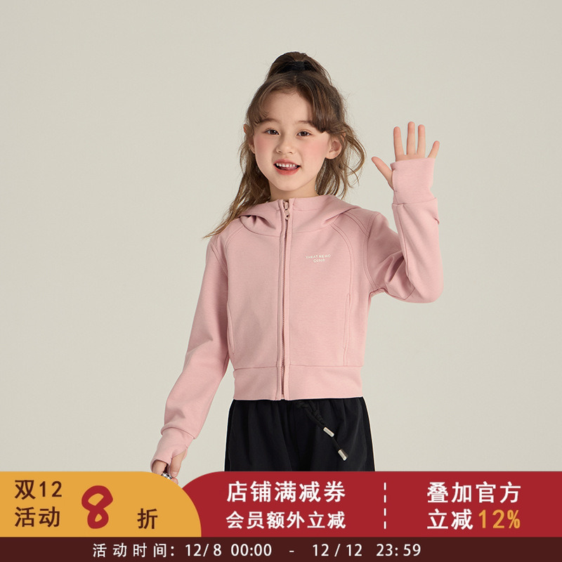 依依妈中大儿童韩版洋气连帽卫衣2025春季女童短款外套休闲上衣潮