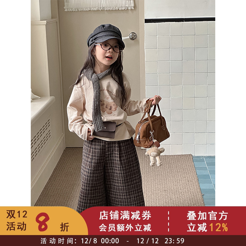 依依妈女童加厚保暖280g奥粒绒卡通可爱小狗打底衫儿童长袖上衣冬