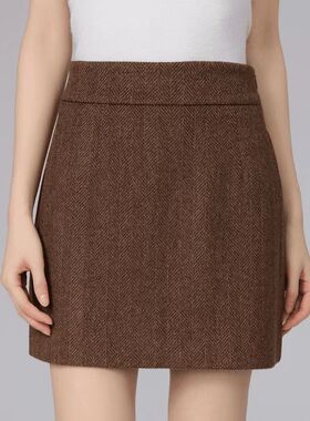 小灰兔正品2025秋新款百搭美拉德高腰A字百搭显瘦半身裙520046