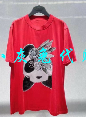 小灰兔正品代购2023春新款红色印花短袖T恤5300902-11084AS-