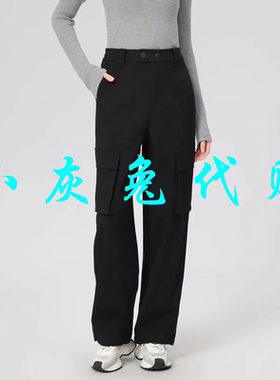 小灰兔正品2025春新款时尚黑色口袋工装裤110009-330511
