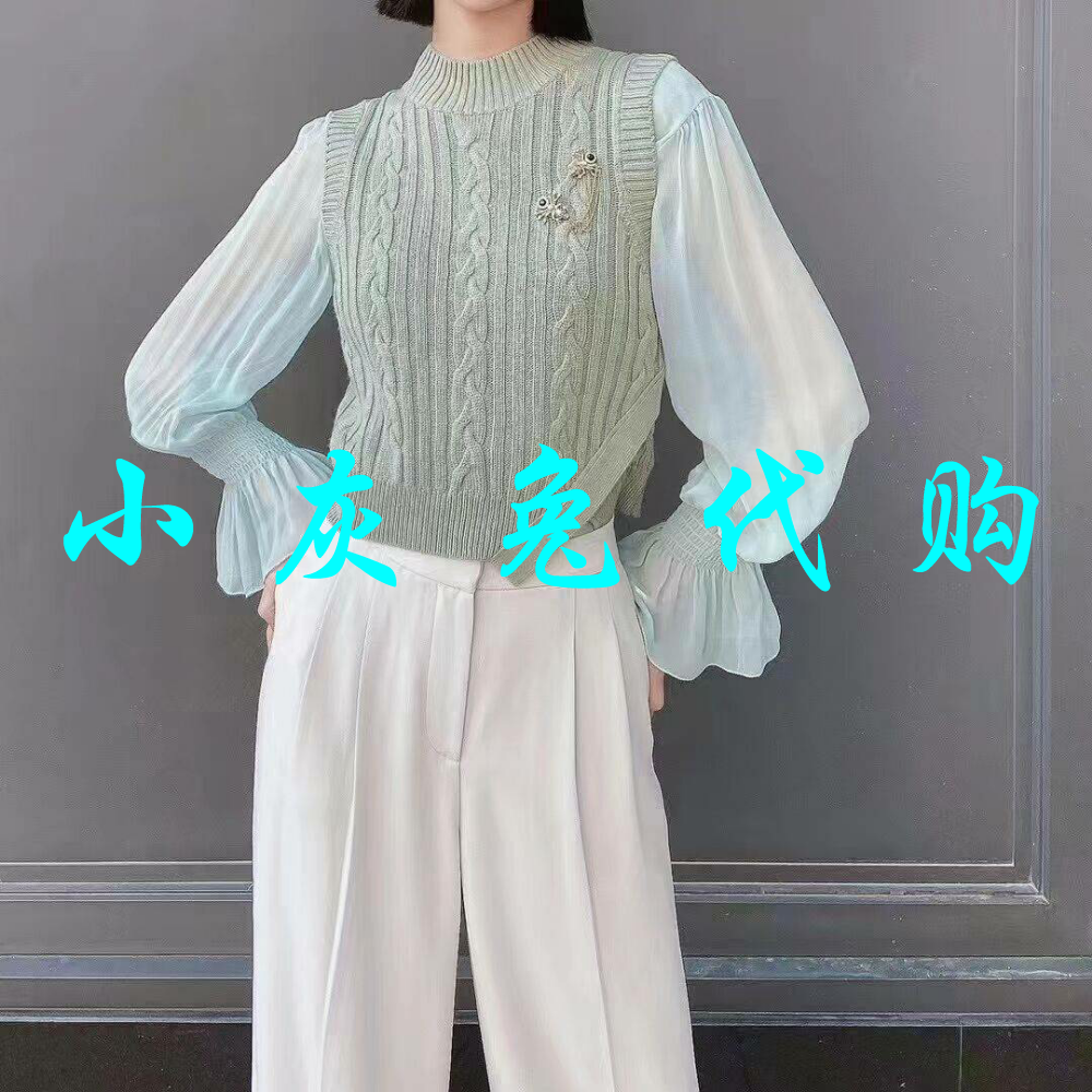 小灰兔代购2025秋新款半高领不规则百搭针织马甲背心5399380