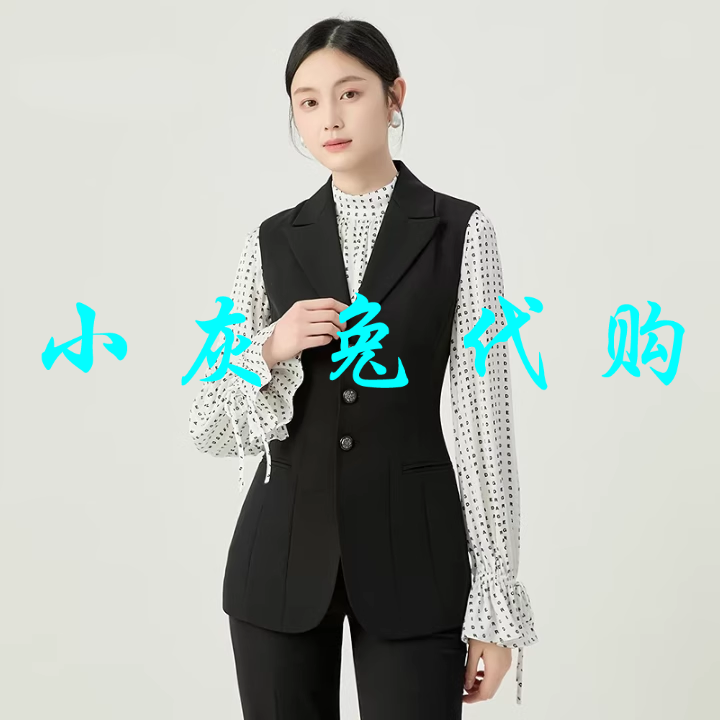 小灰兔代购2025春新款单排扣百搭无袖收腰西装马甲140030-4251011