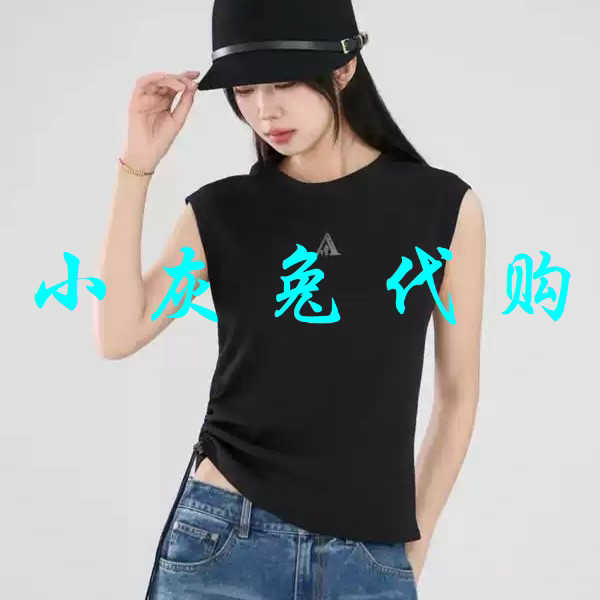 小灰兔代购2026夏新款圆领字母抽绳无袖T恤背心530154-4255911