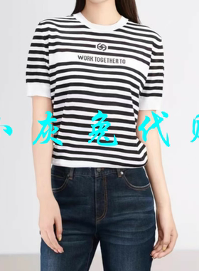 小灰兔2025夏新款圆领条纹短袖T恤女138018-1T32961