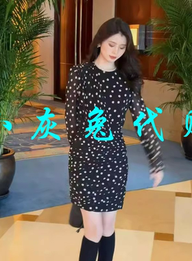 小灰兔代购2025新款立体经典波点连衣裙1500492-1S20411-