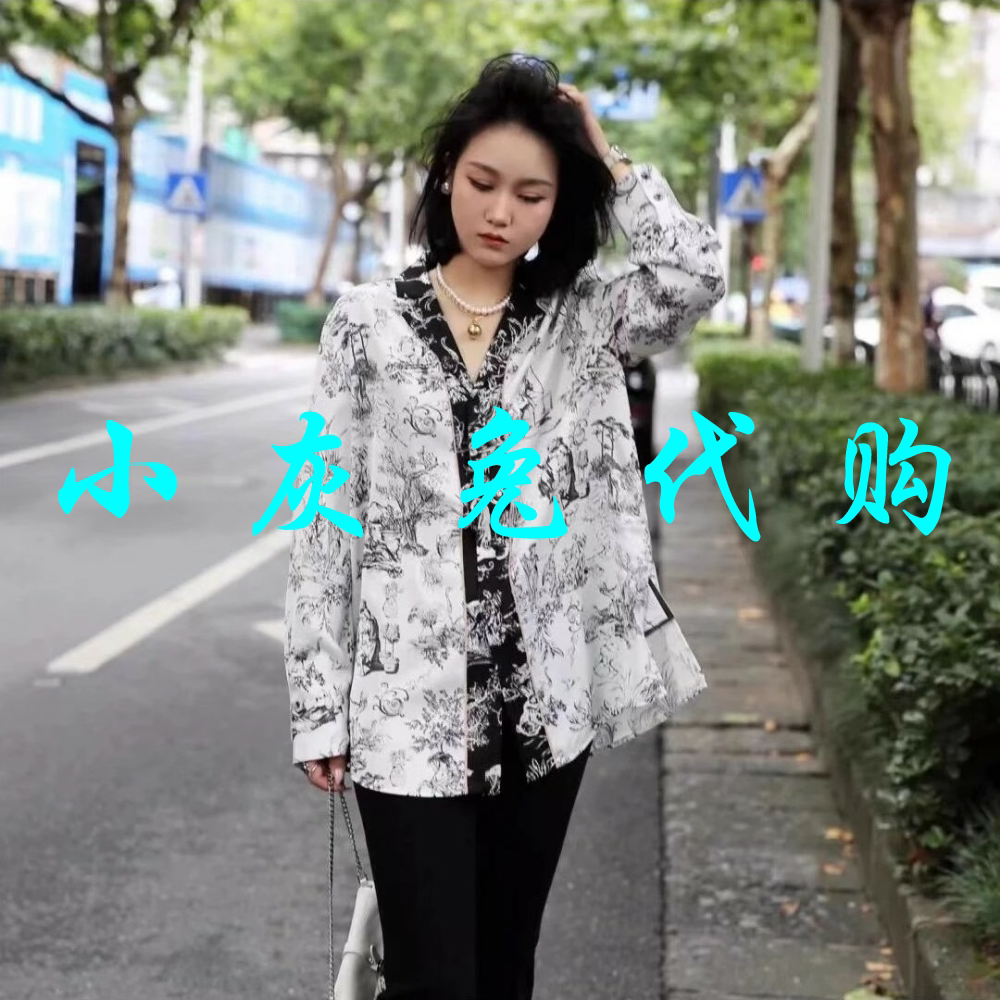 小灰兔代购白色印花长袖衬衫5300565-2A24361-